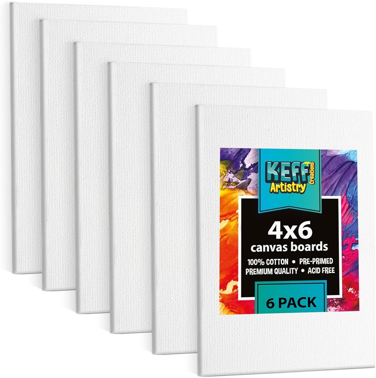 Canvas Boards for Painting - 4x6 6-Pack Bulk Canvas Panels(White)